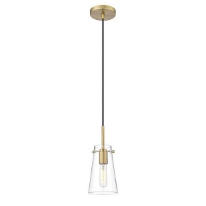 Kira 1-Light Pendant - Slim Clear Glass & Steel Design, Dimmable, 60W, 5"x8" - 1 of 4