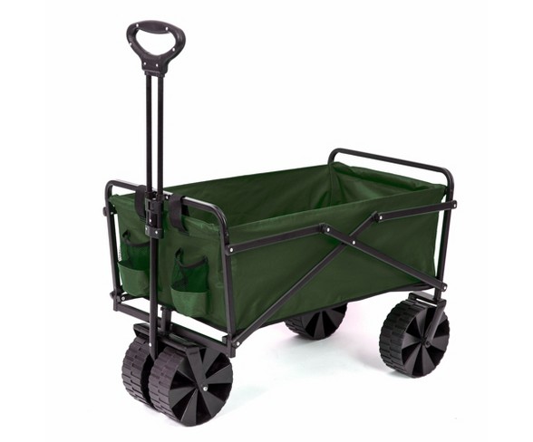 Seina Collapsible Steel Frame Folding Utility Beach Wagon Outdoor Cart, Green
