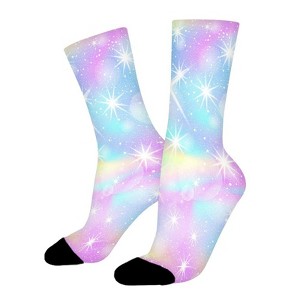 Colorful Rainbow Stars Women Printed Crew Socks Funny Funky Socks Soft Polyester Novelty Gifts for Artists Men - 1 of 1