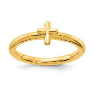 Black Bow Jewelry Sterling Silver 14k Yellow Gold Plated Stackable Cross Ring - 1 of 4