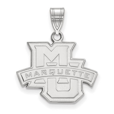Black Bow Jewelry 10k White Gold Marquette Golden Eagles NCAA Medium Pendant