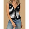Coolmee Women's Striped Button Down Sweater Vest Casual V Neck Sleeveless Knitted Tank Tops - 3 of 4