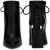 BLISSFUL STEP Women's Pointed Toe Chunky Heel Back Lace Up Ankle Boots - 2 of 3