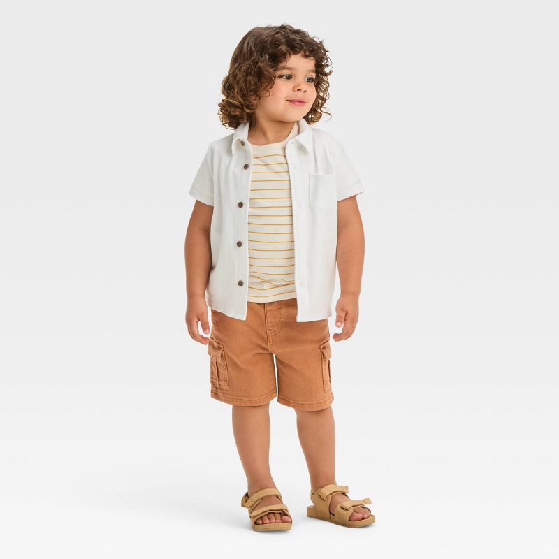 Toddler Boys&#39; Button-Front Denim Shorts - Cat &#38; Jack&#8482; Orange, 3 of 6