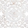 Wood Floral Handmade Intricately Carved Wall Decor with Mandala Design Gray  - Olivia & May - 3 of 4