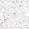 Wood Floral Handmade Intricately Carved Wall Decor with Mandala Design Gray  - Olivia & May - image 3 of 4