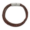 Black Bow Jewelry Stainless Steel, Brown Tiger's Eye & Brown Leather Bracelet, 8.25 Inch - 2 of 4