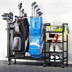 MOEPISY Golf Bag Storage Organizer for Garage, Golf Bag Stand with Wheels, Golf Bag Organizer for 2 Golf Bags - 1 of 4