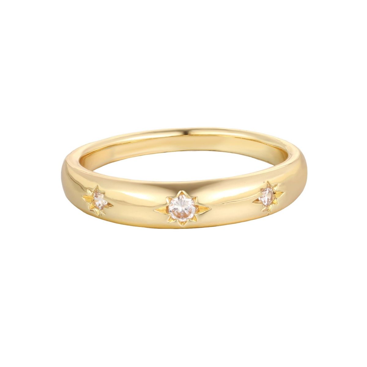 Adornia 14k Gold Plated CZ Star Band Ring