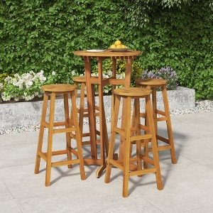 vidaXL 5 Piece Patio Bar Set Solid Wood Acacia - 1 of 4