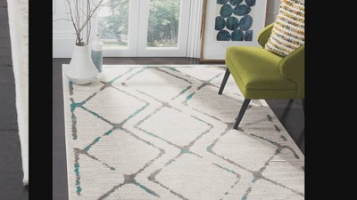 Ivory and Grey Geometric Hand-knotted 8' x 10' Area Rug