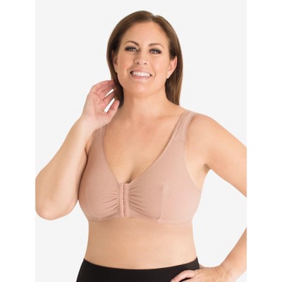 LEADING LADY The Lora Front Closure Support Bra. Lace, Back Smoothing  Support Bras for Women. Wireless, Plus Size Black at  Women's  Clothing store
