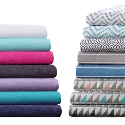 White Twin Polyester Jersey Knit Sheet Set