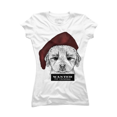 Junior's Design By Humans Christmas Dog By msmart T-Shirt