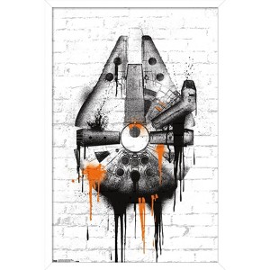 Trends International Star Wars: Saga - Falcon Black And Orange Framed Wall Poster Prints - 1 of 4