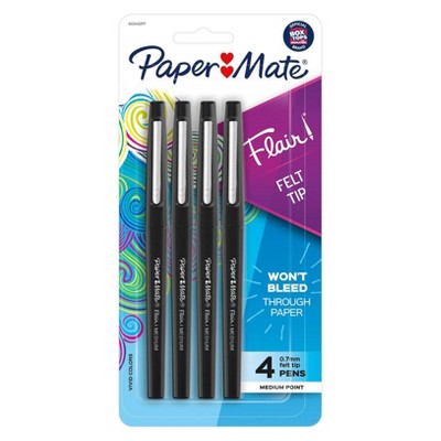 Paper Mate Flair 4pk Marker Pens Felt Tip 0.7mm Black