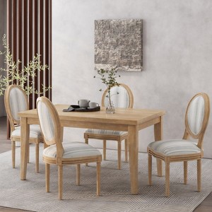 GDFStudio Newman Traditional Upholstered Rubberwood Dining Chairs (Set of 4) - 1 of 4