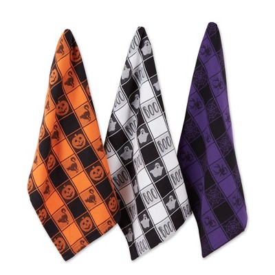 DII Halloween Woven Check Jacquard Dishtowel Set/3