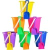 4E's Novelty 12 Pack Beach Buckets with Shovels, 7" Sand Buckets Bulk for Kids Outdoor Play - 2 of 4