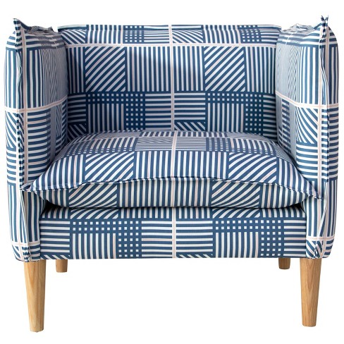French Seam Chair In Framed Stripe Navy Cloth Co