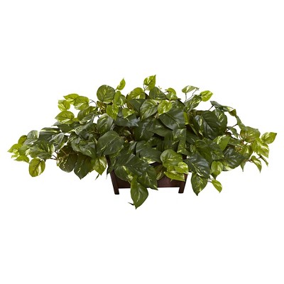 Nearly Natural Pothos with Rectangle Decorative Planter