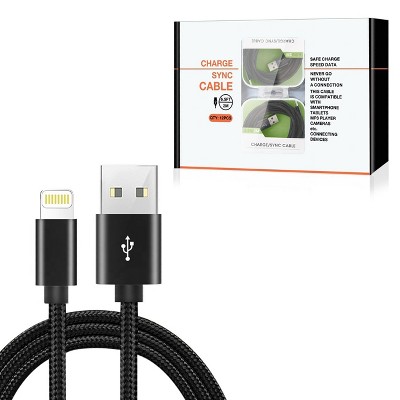 Reiko P8-PIN Fast Charge/Sync Cable 6.5 ft In Black