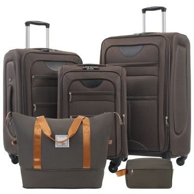 5-Piece Softside Luggage Set,Expandable Lightweight Suitcases with Spinner Wheels,Travel Duffel Bag and Toiletry Bag (20"/24"/28")-Cuddlewood