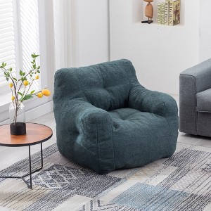 VYNXARIA Soft Teddy Fabric Tufted Foam Bean Bag Chair With Teddy Fabric Green - 1 of 4