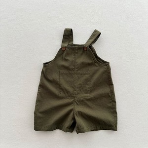 MyKids-USA New Arrival Summer Baby Kids Solid Color Cotton Overalls - 1 of 4