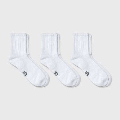 Men's 3pk Quarter Crew Socks - All In Motion™ White 6-12