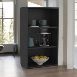 Alilang 12.00 Inch Modern Black Open Shelf Storage Unit with Three Spacious Compartments - Black - 1 of 4