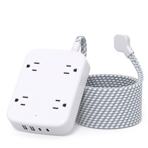 Itopfox 10FT Surge Protector Power Strip with 2 USB C, Flat Plug Extension Cord, 4 Outlets & 4 USB Ports, 900 Joules for Home Office Dorm Essentials - 1 of 4