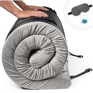 Zermatte Memory Foam Camping Mattress Pad | Portable Roll Up Mat for Tent, Car | Single, Twin, Kids Guest Bed w/Removable Waterproof Cover, Travel Bag - 1 of 4