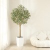 DR.Planzen 5-8FT Adjustable Artificial Olive Tree - UV Resistant Fake Plant in 15.7-22.7" Tall Planter (B/W/Coffee) for Indoor/Outdoor - 2 of 4
