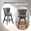 QingMoon 360° Swivel Bar Stools, Velvet Counter Height Chairs Set of 2 with Footrest Ring and Tufted Button Trimmed Edges for Kitchen Island, Pub - 3 of 4