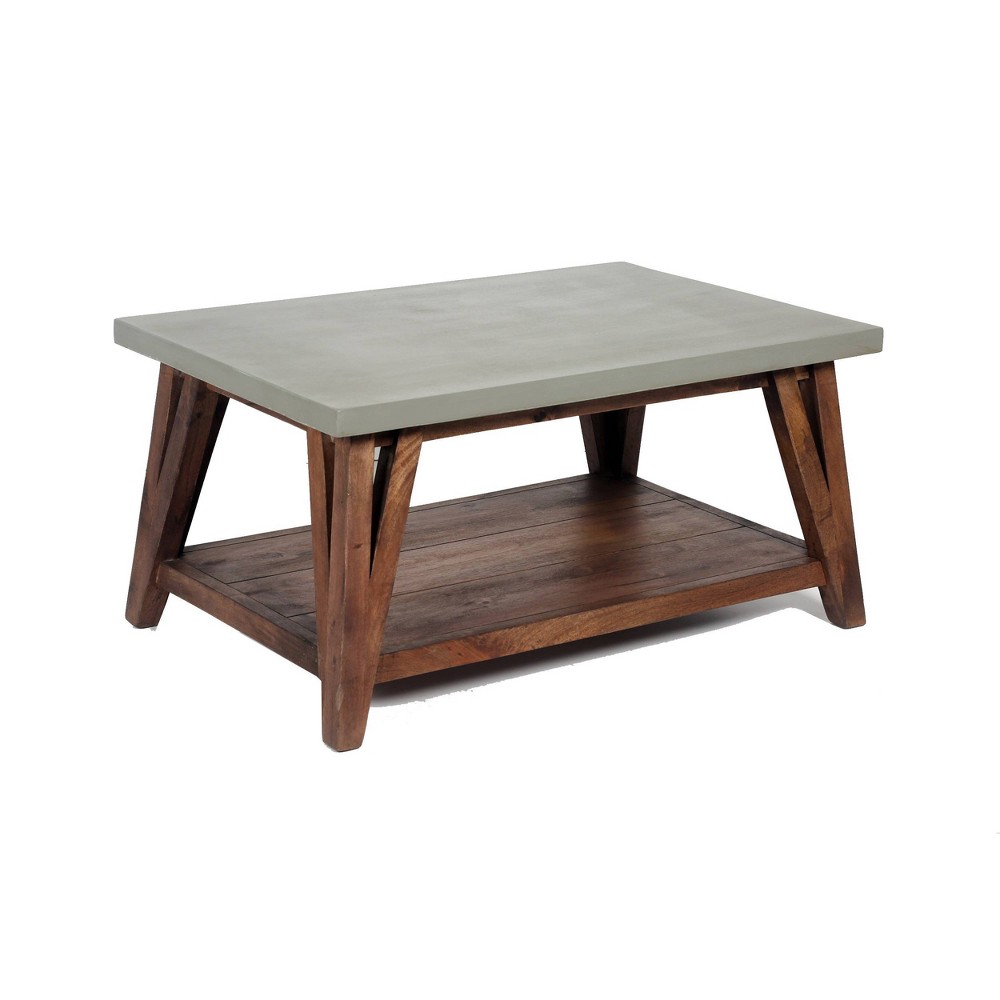 Photos - Chair Brookside Entryway Bench Concrete Coated Top and Wood Light Gray/Brown - A