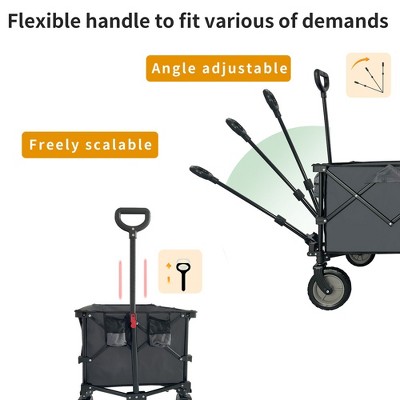 Collapsible Folding Outdoor Utility Wagon, Beach Wagon Cart With All Terrain Wheels, Portable Sports Wagon For Camping, Shopping, Garden And Beach