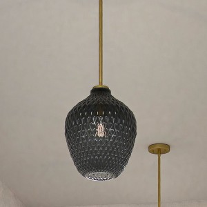 Urban Ambiance Luxury Mid-Century Modern Pendant ,  13''H x 11''W,  Brushed Brass and Stained Glass Finish, ULB2241 - 1 of 4