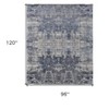 Blue and Ivory Abstract Hand Woven Worn Faded Area Rug - 3 of 4