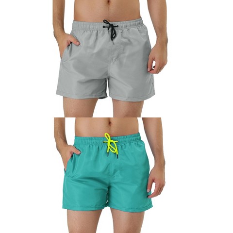 Мужские шорты Lars Amadeus Summer Elastic Waist Mesh Lining Solid Color Swimsuit Board Shorts 2 Packs Light Blue/White 32, цвет: Серый