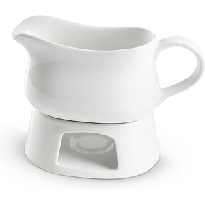Kook Ceramic Gravy Boat and Warmer, White, 17 oz - 1 of 4