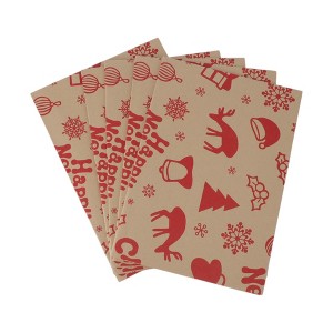 Unique Bargains Gift Wrap Paper Christmas Kraft 27.56"x19.69" 5 Pcs - 1 of 4