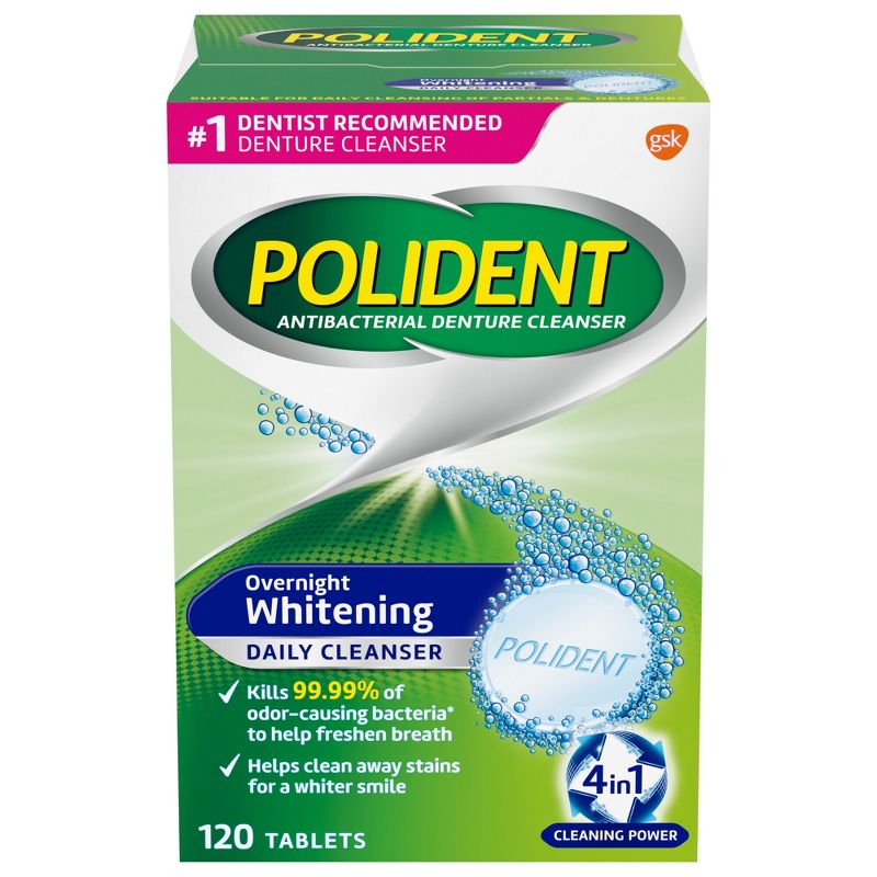 Polident Overnight 120ct Denture Cleaning Tablets, 1 of 12