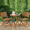 VYNXARIA 3-Piece Acacia Wood Bistro Set: 1 coffee table & 2 foldable chairs, perfect for garden, balcony, or patio,Light brown - 2 of 4