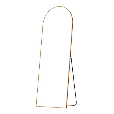 Lirago Modern Luxury Gold Arched Floor Mirror with Tempered Glass  0.59" D x 24" W x 69" H