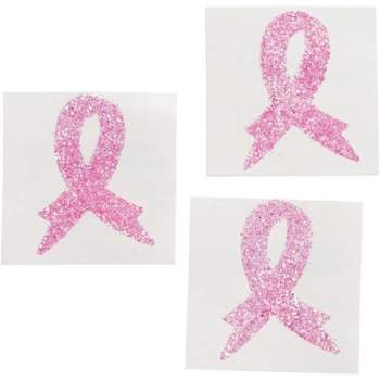 Pink Ribbon Glitter Body Tattoo Stickers/4 Dozen/Breast Cancer Awareness/Fundraising/Event/Walk/Run