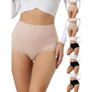 INSPIRE CHIC Women's Breathable Soft High Waist Stretch Comfortable Tummy Control Briefs 6 Packs - 1 of 4