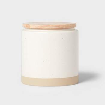 Camwood Collection Medium Stoneware Canister with Wood Lid Cream - Threshold™