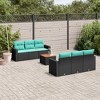 vidaXL 7 Piece Patio Sofa Set with Cushions Black and Blue Poly Rattan - 2 of 4