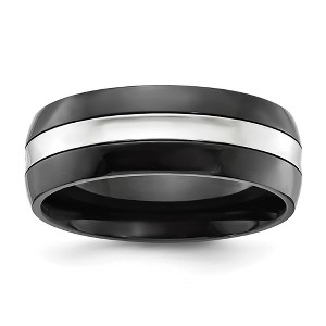 Black Bow Jewelry 8mm Cobalt Black Plated & Polished Half Round Standard Fit Band - 1 of 4